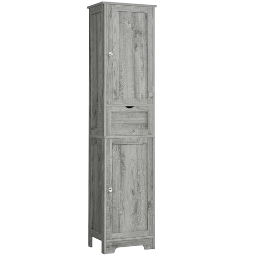 Iwell 67" Tall Bathroom Cabinet, Storage Cabinet with 2 Doors & 1 Drawer, Bathroom Storage Cabinets with Adjustable Shelves, for Living Room