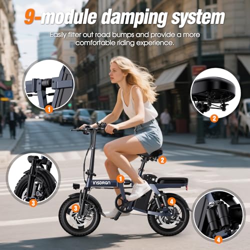 A14 Electric Bike – Premium Adult E-Bike with AI-Powered Pedal Assist, 9 Shock Absorbers, 44.99% Brake Ratio, 500W Motor, Mini Folding Electric Bike