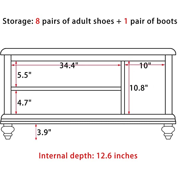 K KELBEL Shoe Rack & Shoe Bench & Shoe Cabinet & Boot Organizing Detachable Cushion with Hidden Storage Compartment