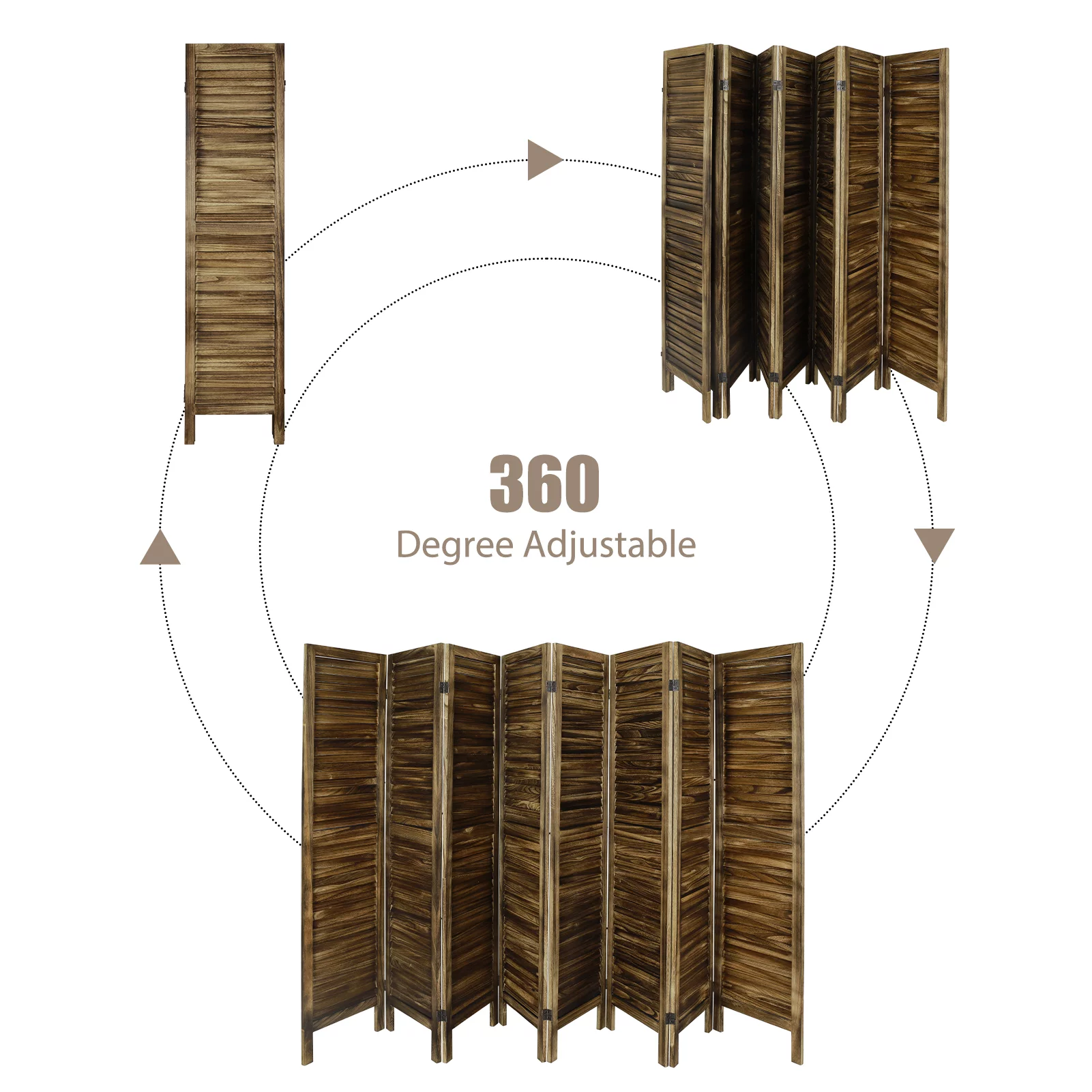 Hofitlead 8 Panel Room Divider, Folding Room Divider Privacy Screen 5.6Ft Tall, for Home Office Bedroom,Brown