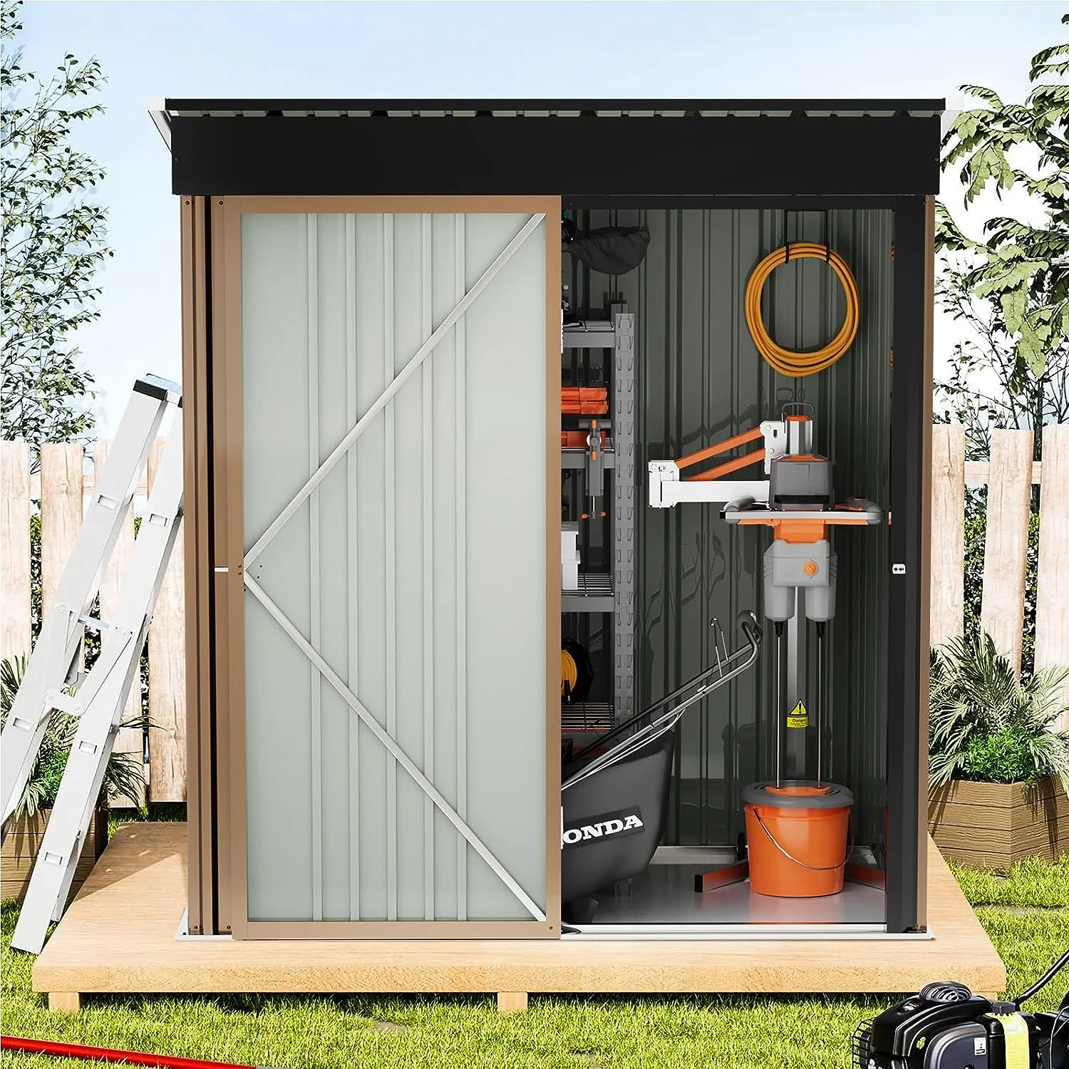 Outdoor Storage Shed, 5x3 FT Utility Tool Shed Storage House with Lockable Door