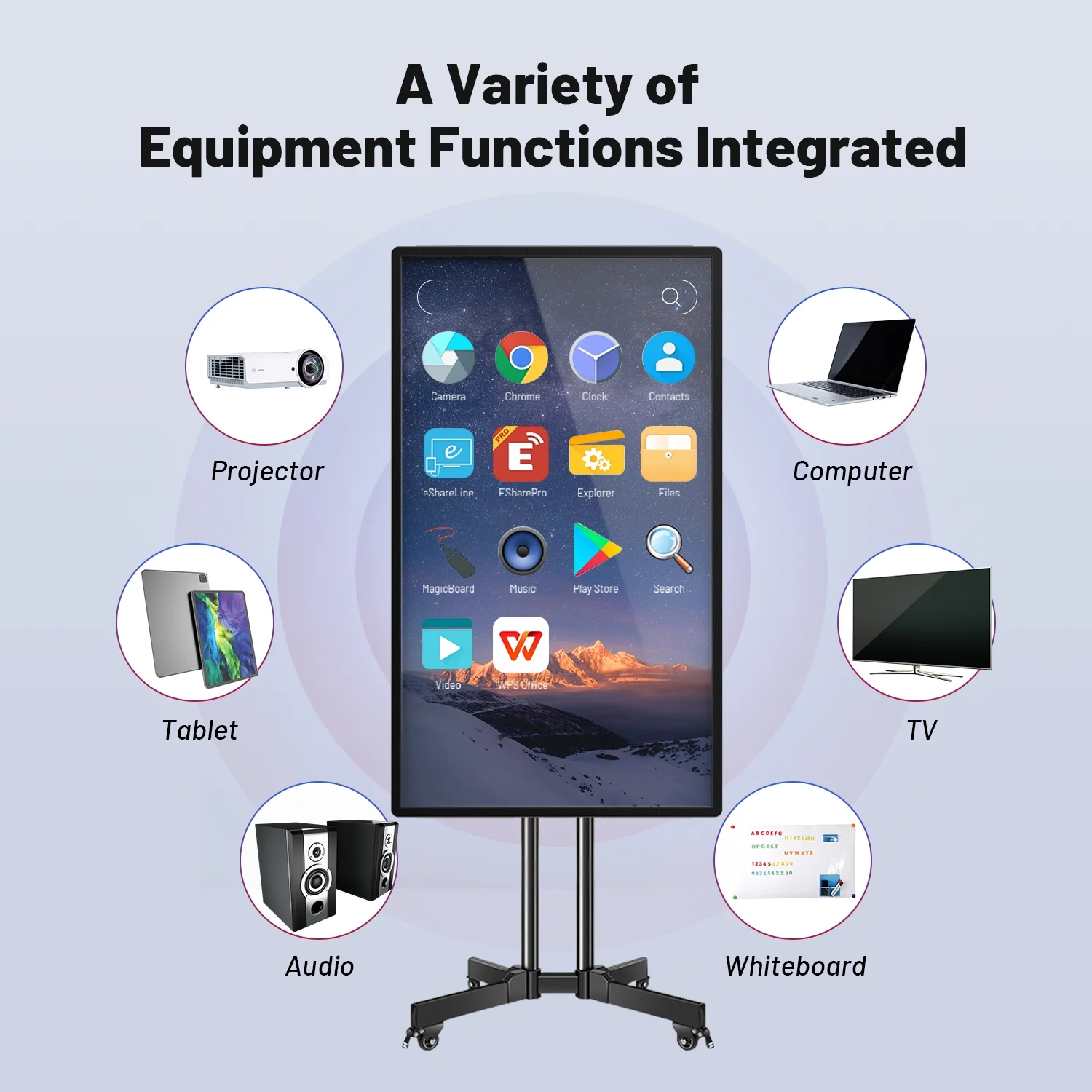 Smart Board, JYXOIHUB 49 inch Digital Electronic Whiteboard and Smartboard for Classroom, Screen Mirroring from Android and Ios for Live Streaming