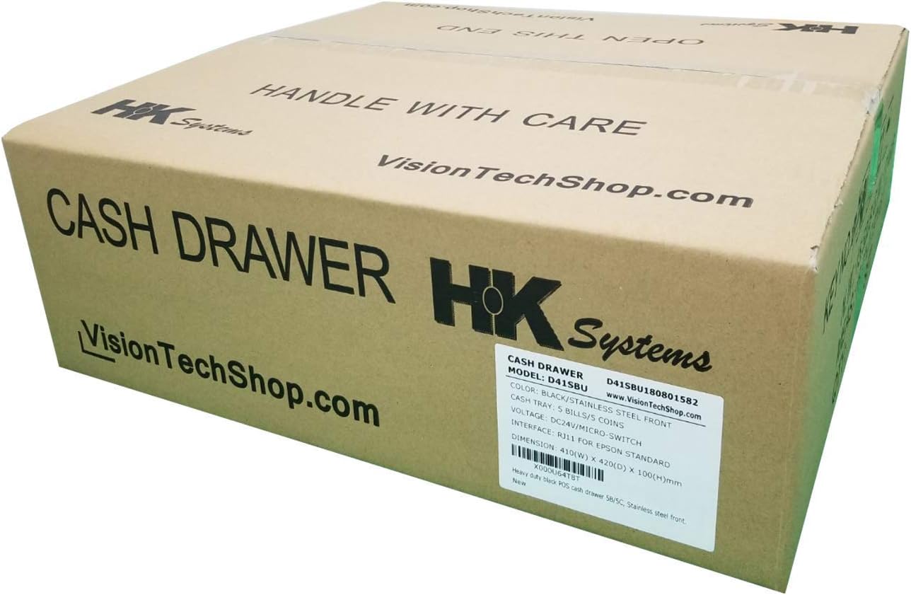HK SYSTEMS 13 Heavy Duty Black Push Open Cash Drawer, 4B5C with Under Counter Mounting Metal bracket