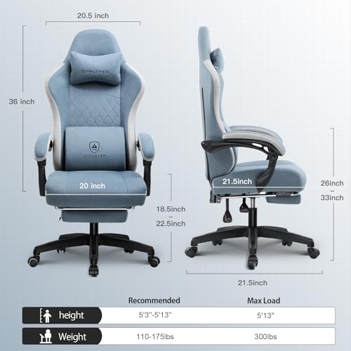 GTPLAYER Gaming Chair, Computer Office Chair with Pocket Spring Cushion, Linkage Armrests and Footrest