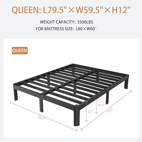 Full Size Bed Frame No Box Spring Needed, 14 Inch Metal Full Bed Frame, DIY Headboard Holes, Heavy Duty Steel Support 3500 LBS, Noiseless