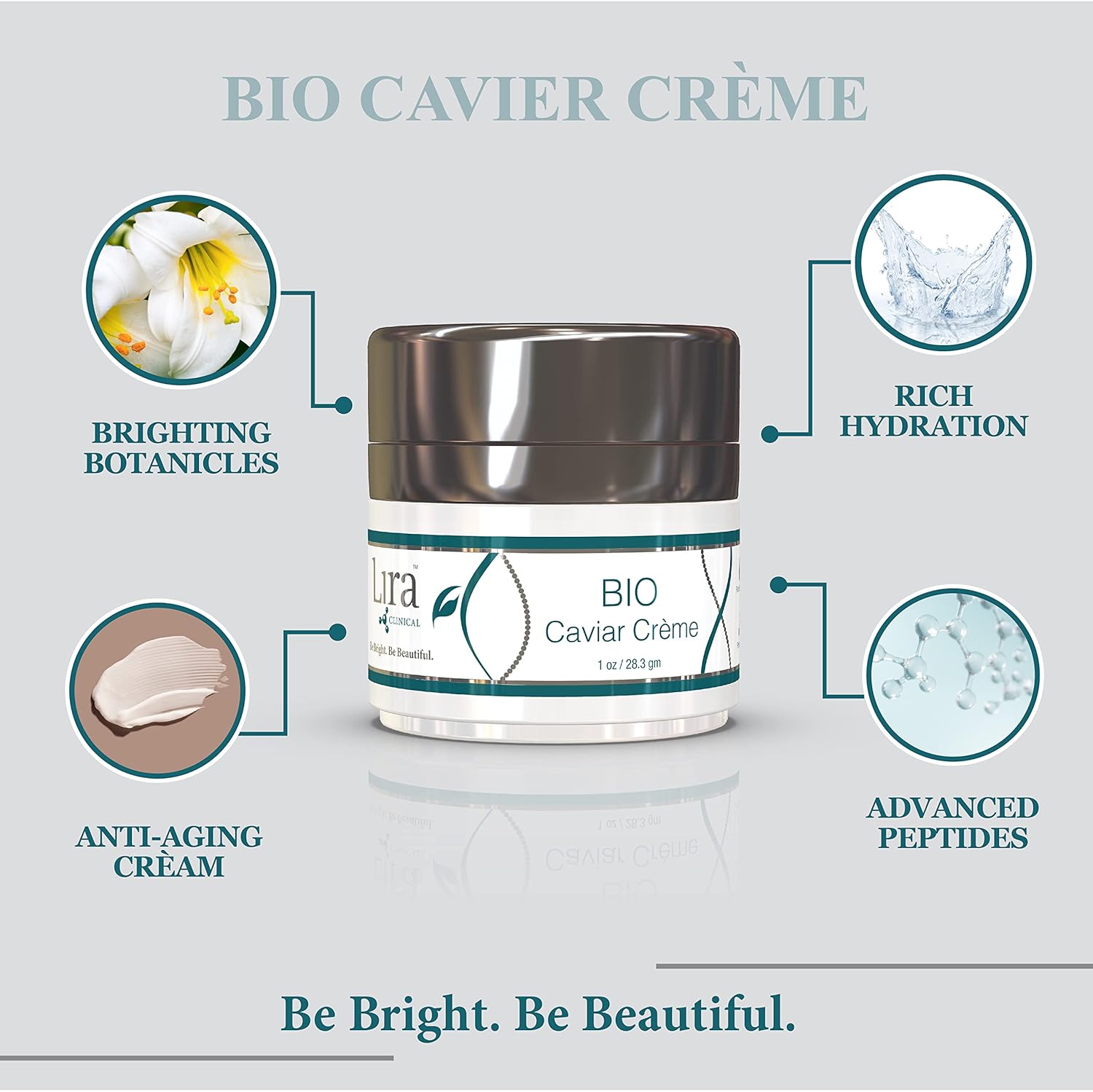 Lira Clinical Bio Caviar Creme - Anti Aging Face Moisturizer for Women and Men - Anti Wrinkle Face Cream with Plant Stem Cells
