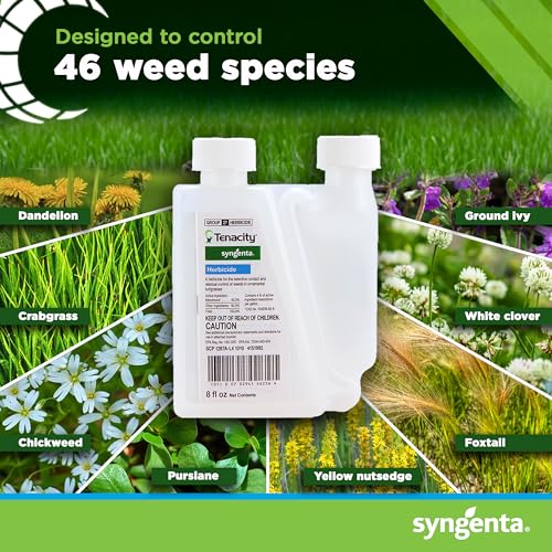 Syngenta Tenacity Herbicide - Pre-Emergent and Post-Emergent Weed Control, 8-oz. Liquid Weed Killer for Lawns and Turf Grasses