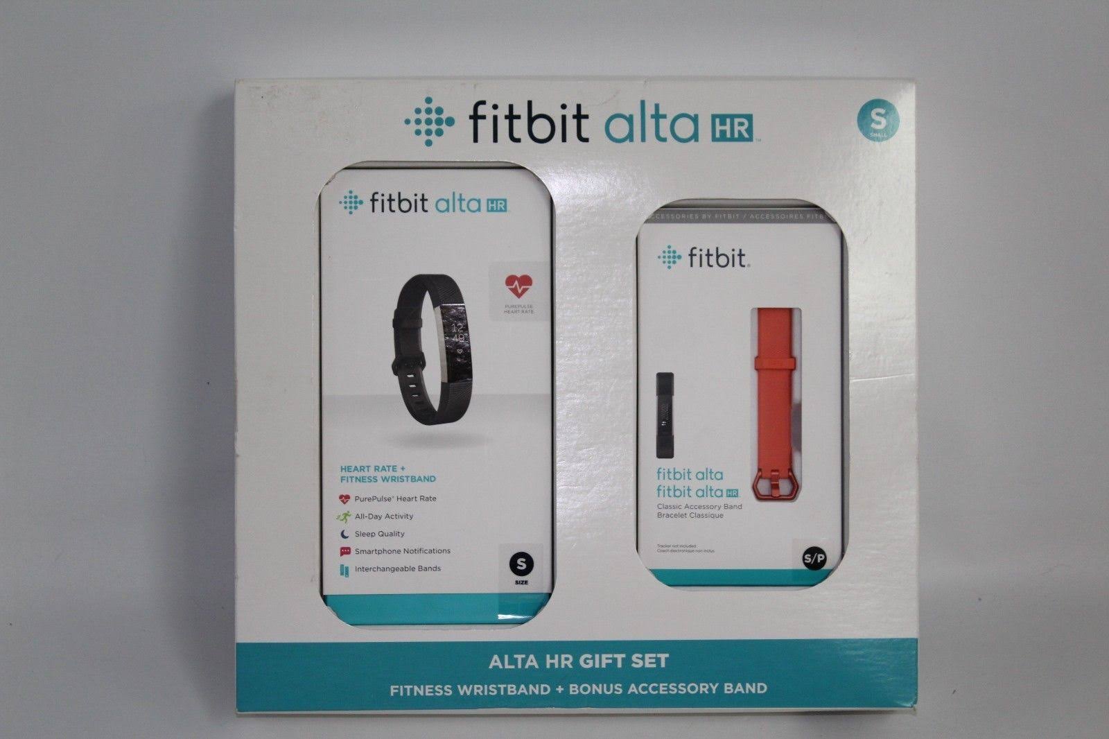 Fitbit Alta HR - Activity Tracker with Heart Rate Monitor - Small - Black/Stainless Steel - includes Coral Wristband