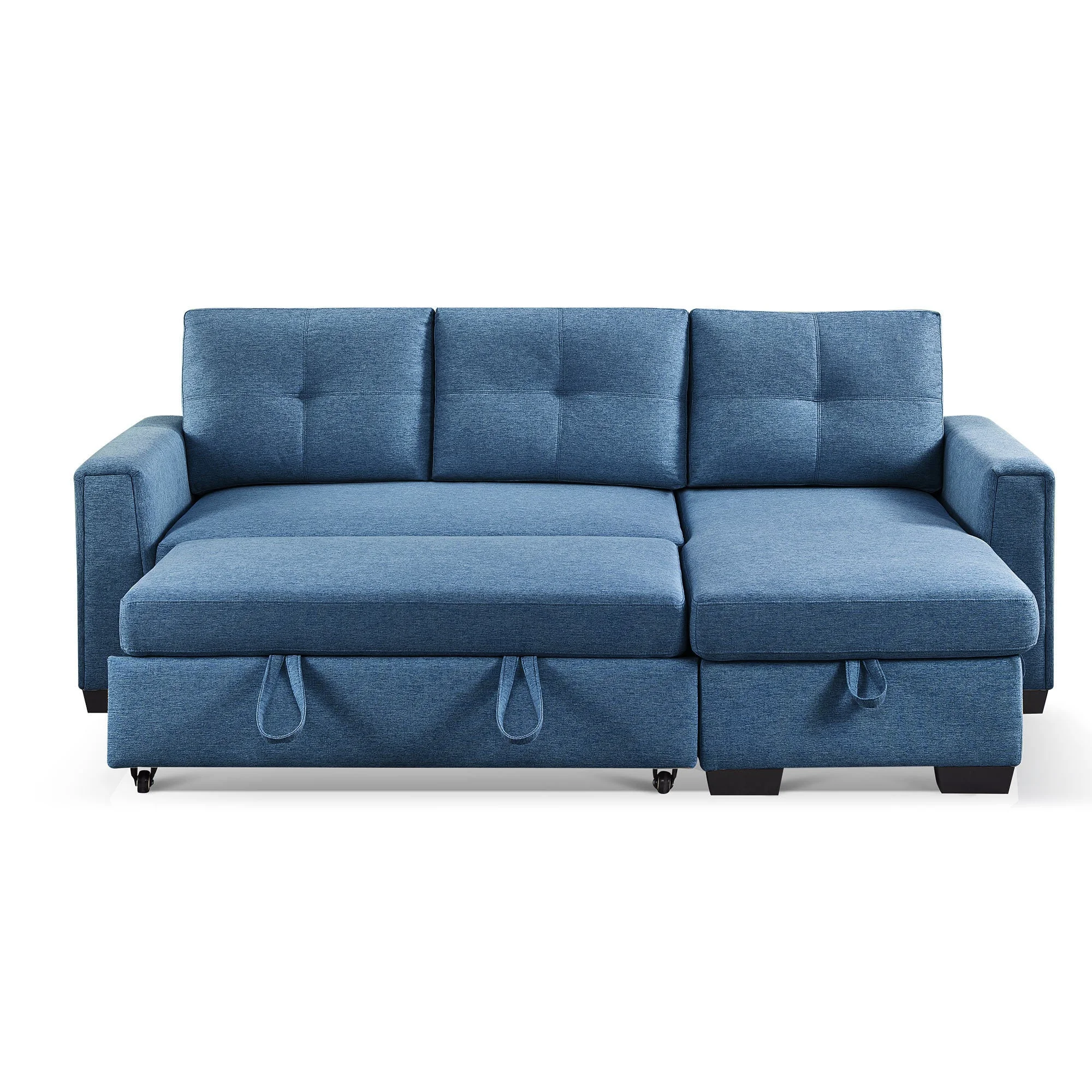 Panora  L-Shape Pull-Out Sleeper Sectional Sofa  - Blue