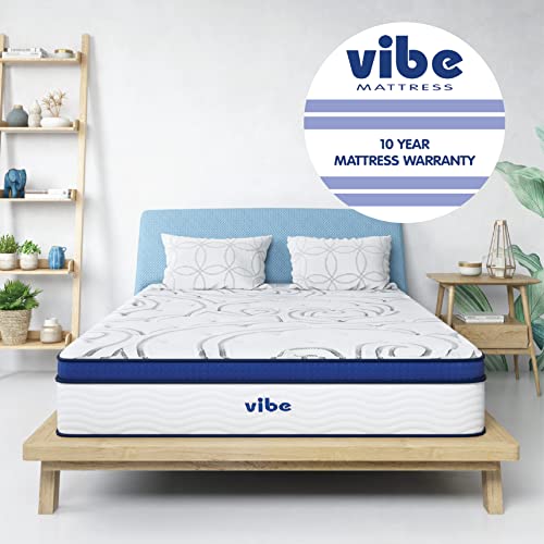 Vibe Gel Memory Foam Mattress, 12-Inch CertiPUR-US Certified Bed-in-a-Box, Queen, White