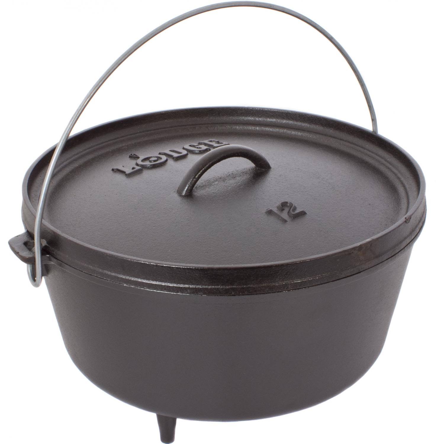 Lodge D12DCO3 Cast Iron Dutch Oven, Black, 8 qt