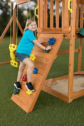 Sky View Cedar Backyard Playset | W: 17'10" D: 9'4" H: 9'9" | w/2-Person Glider & 2 Belt Swings | Binoculars