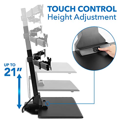 Mount-It! Triple Monitor Electric Standing Desk Converter - 3 Screens Stand Up Desk Riser