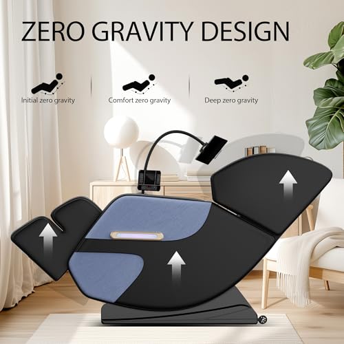 Luxury Zero Gravity Full-Body Massage Chair with Heating, Bluetooth Audio, and Foot Rollers - Home Relaxation Recliner (Velvet Black)