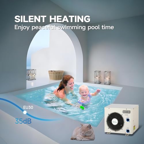 Above Ground Pool Heater EU50, Max 16184BTU Up to 5000gallons Electric Swimming Pool Heat Pumps, Titanium Heat Exchanger, 5.62 COP, 110V/120V