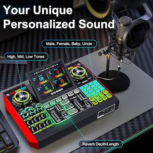 Podcast Microphone Bundle with Live Sound Card Audio Mixer