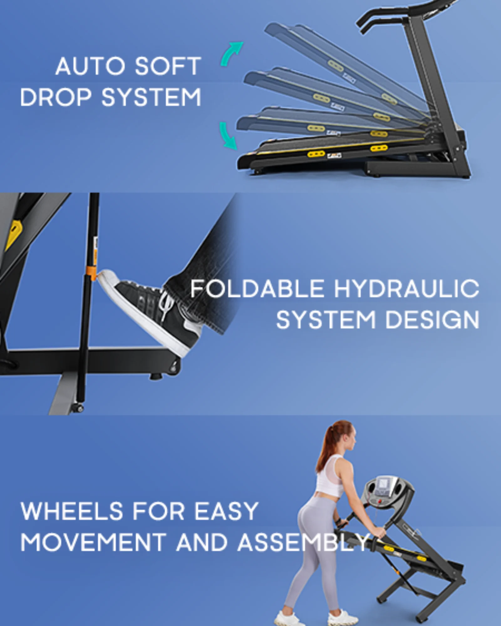 Treadmill with Incline Folding Treadmill with 12-Level Automatic Incline 2.5hp Power 8.5mhp Speed Running Machine 15 Preset Training Program Electric