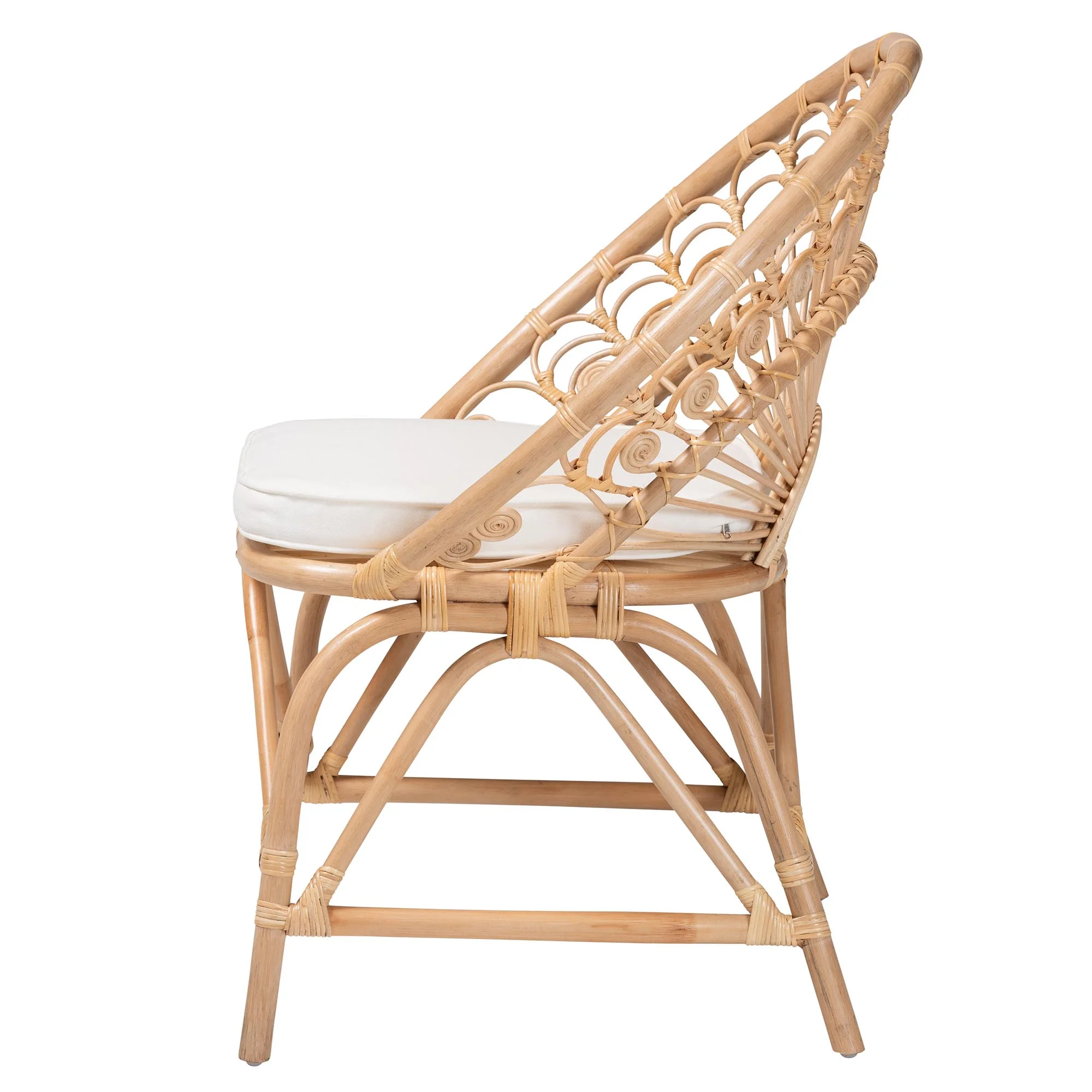 Baxton Studio Abriella Modern Bohemian Natural Brown Rattan Peacock Accent Chair - Radiant Selections