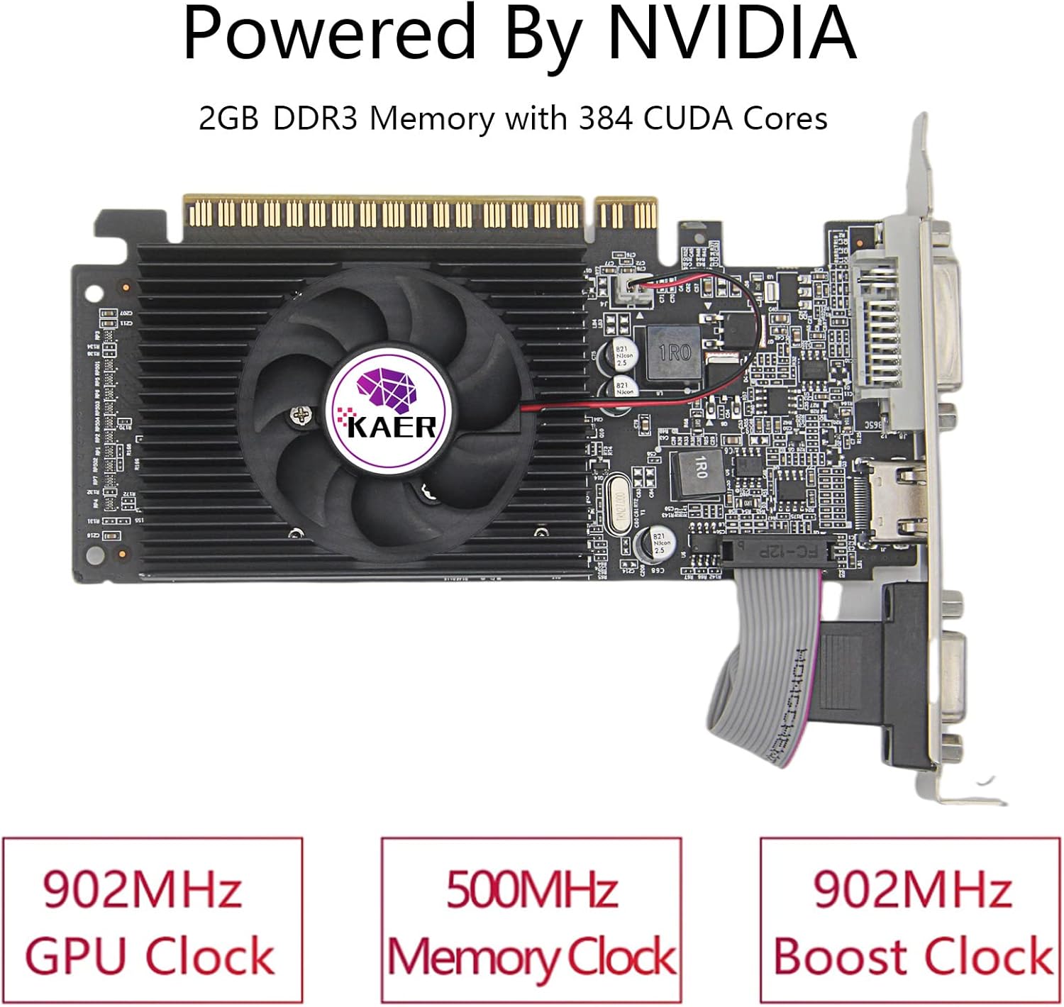 KAER AMD Radeon RX 550 Computer Graphics Card 4GB, GDDR5, 128 Bit, DirectX 12, PCI Express 3.0, DP HDMI DVI-D, Desktop Gaming Video Card, Computer GPU