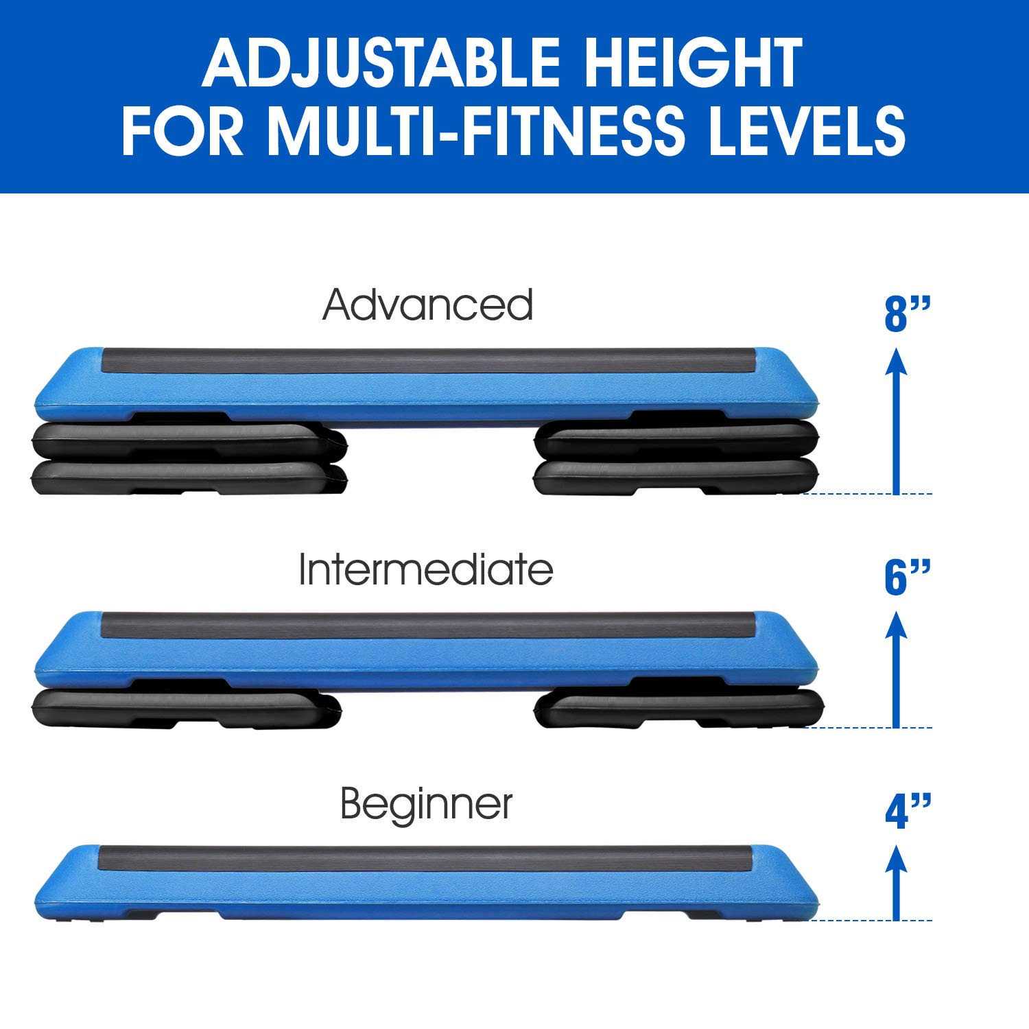 Yes4All Adjustable Aerobic Step Platform 4 Risers and - Sports Supplies Online Store