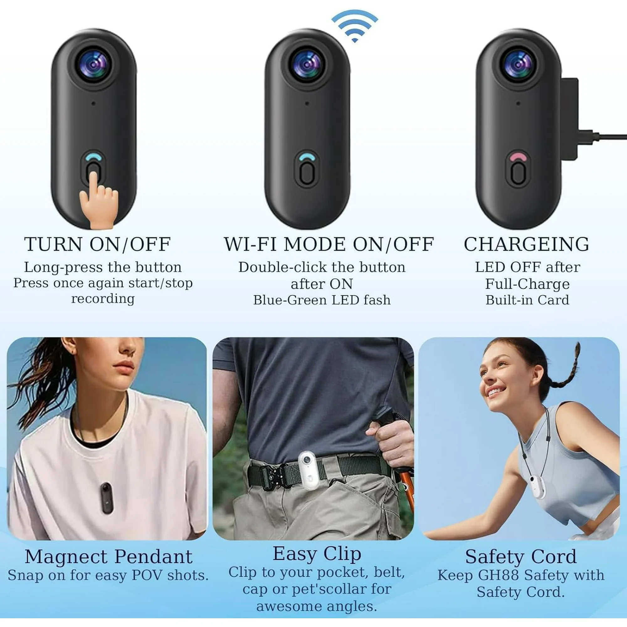 POV Record Pro 2.0, High-End 4K/1080P Pro Capture Thumb Camera, WiFi Magnetic Sports Cycling Camera,Portable Pet Cameras