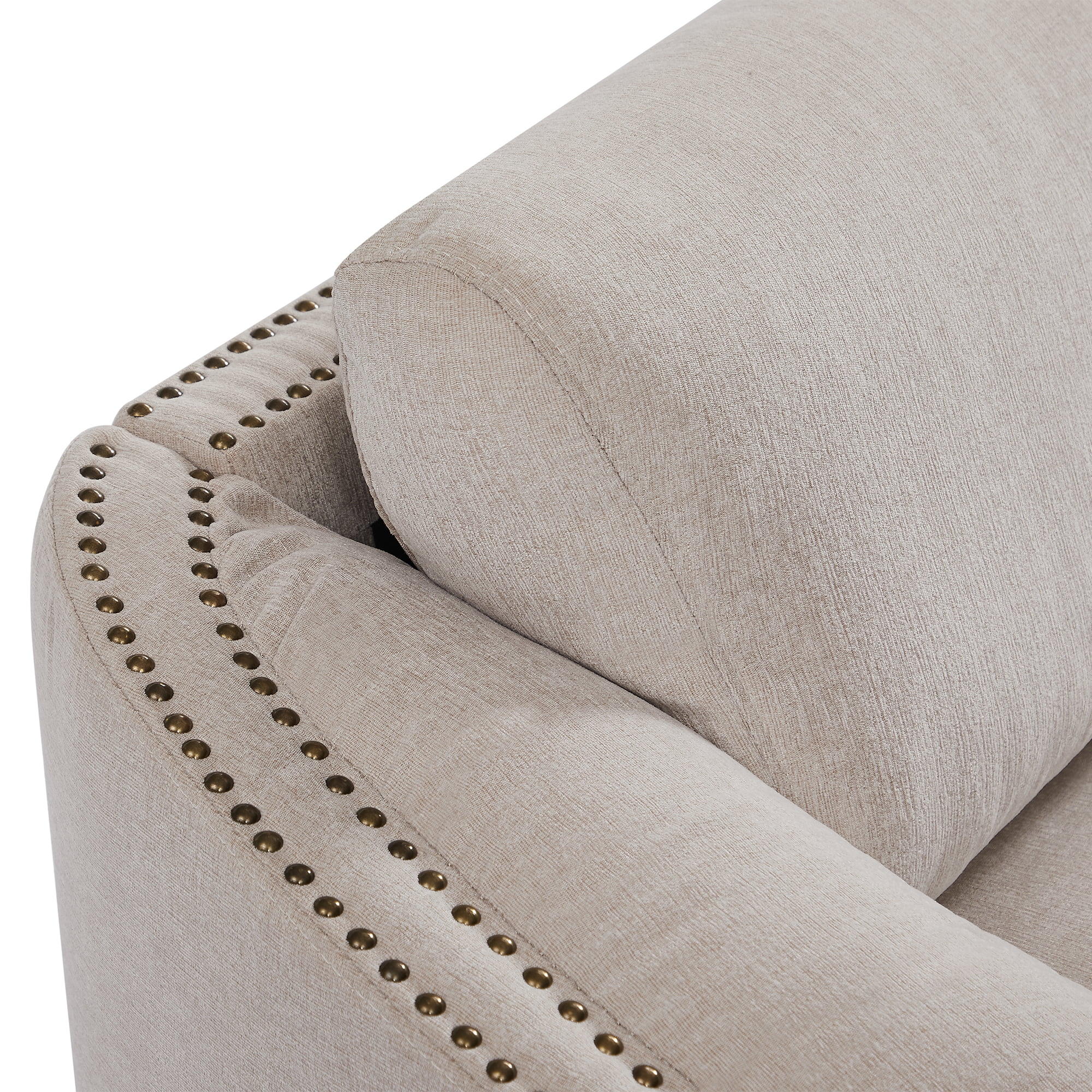 3-Seater Sofa Couch, KAMIDA Sofas and Couches, Upholstered Sofa Couch with Semilunar Arm and Rivet Detailing