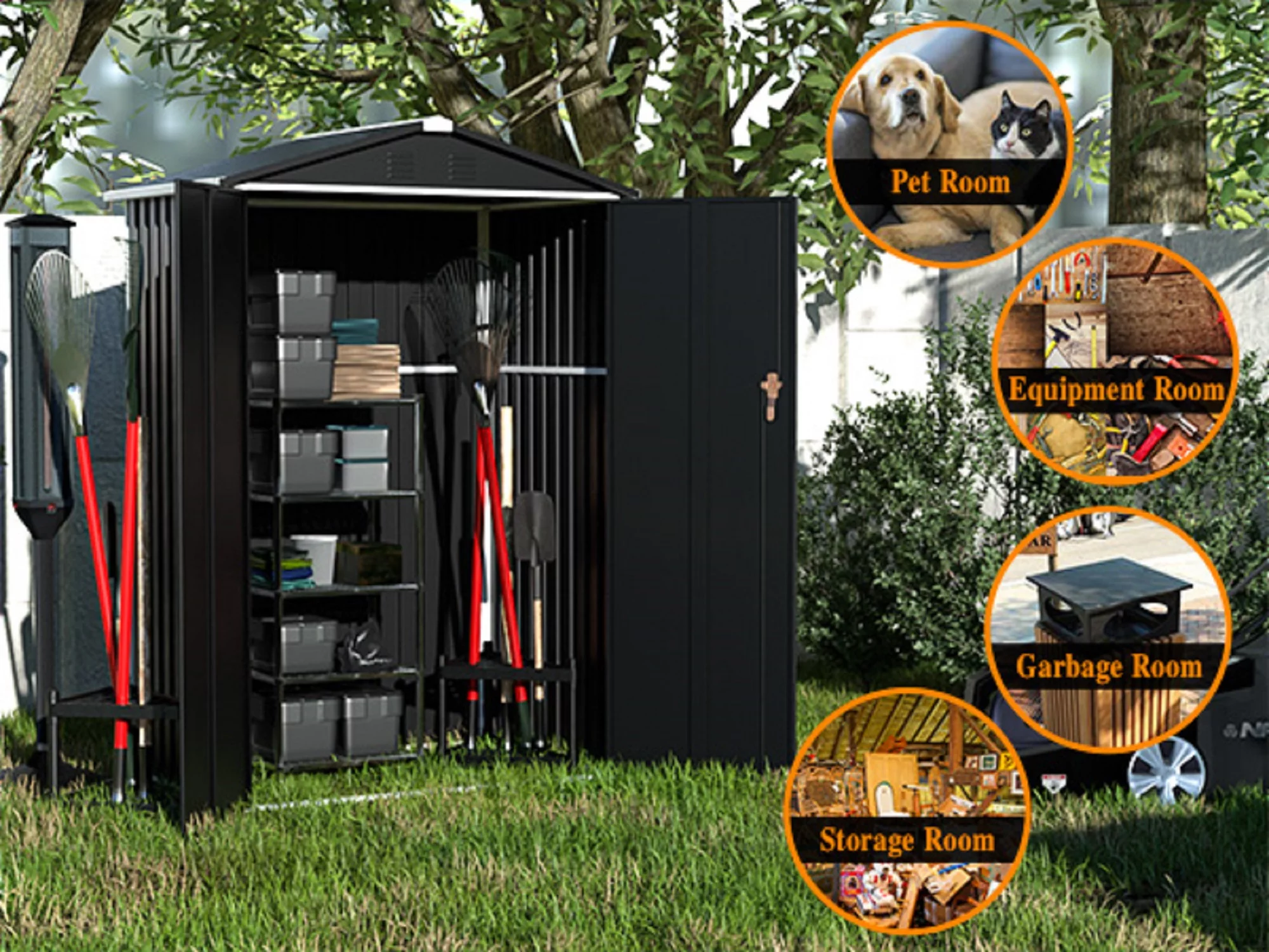 GangMei Metal Outdoor Storage Shed 4FT x 3FT, Anti-Corrosion Metal Garden Shed