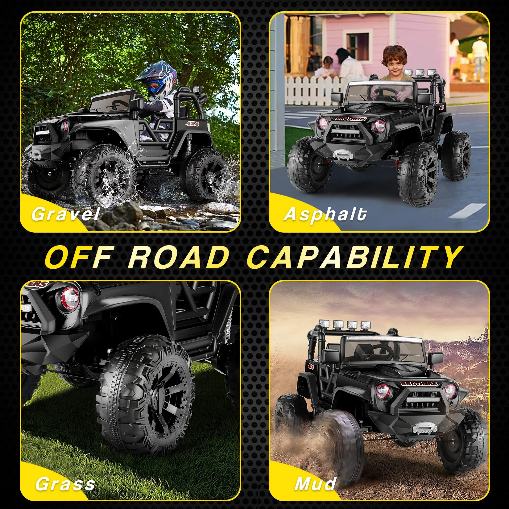 Funcid 24V 2-Seater Kids Ride on Car Truck, 9AH Battery Powered Toy Car with 2x200W Powerful Engine, Parent Remote Control, Large Wheels