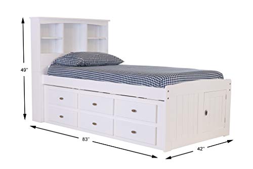 Discovery World Furniture White Full Bookcase Bed with 6 Drawers