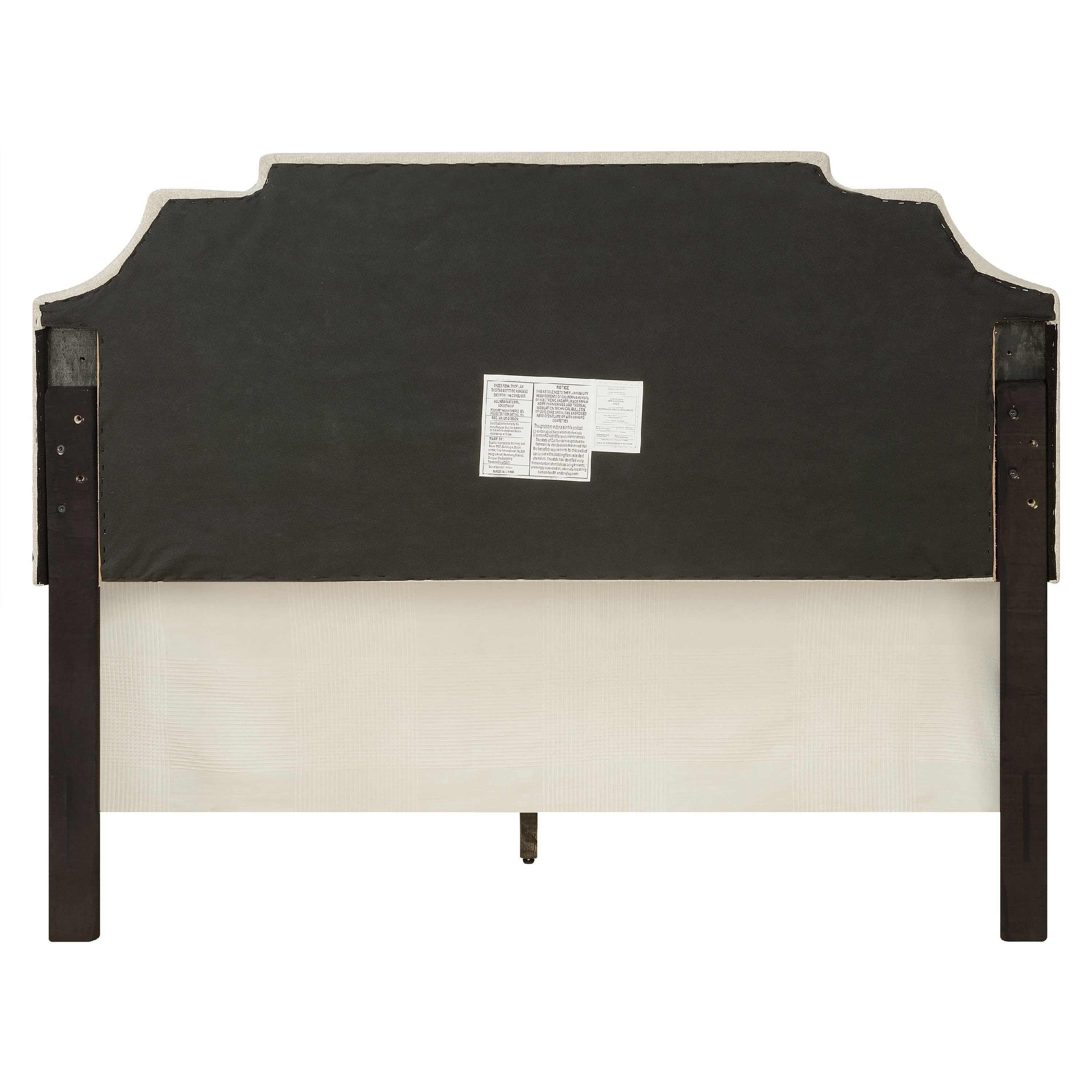 Nailhead Marquee Upholstered Queen Bed in Linen White