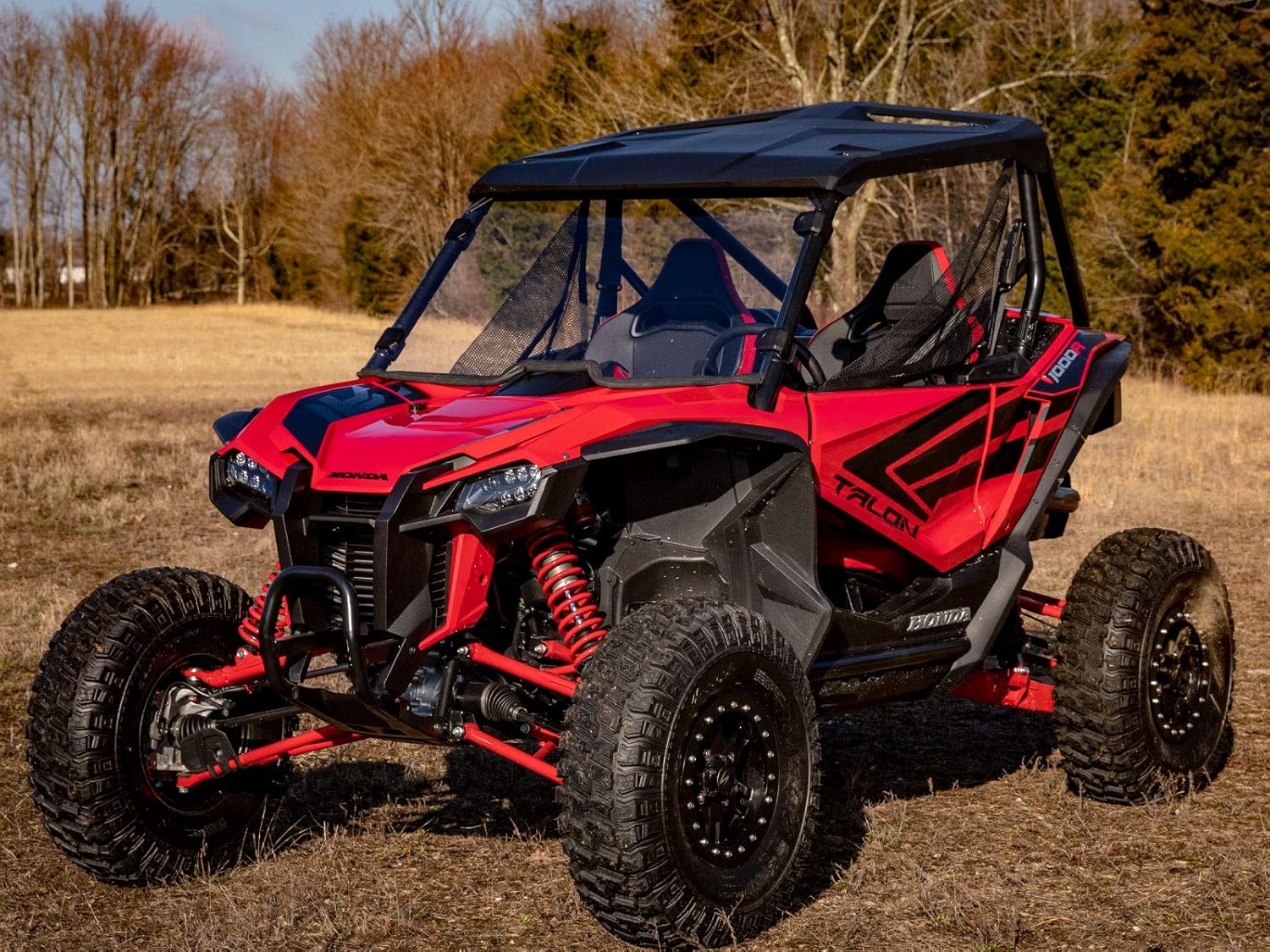 SuperATV Heavy Duty Scratch Resistant Full Windshield for 2019+ Honda Talon 1000X / 1000R / 1000X-4 | 1/4 Thick Polycarbonate that is 250X Stronger
