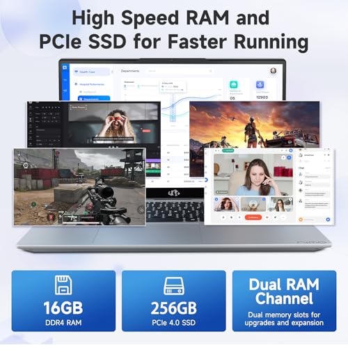NIMO 15.6" IPS FHD-Business-Laptop, Intel 6 Core i3-1215U 8GB RAM 256GB SSD (Beat i5-1135G7