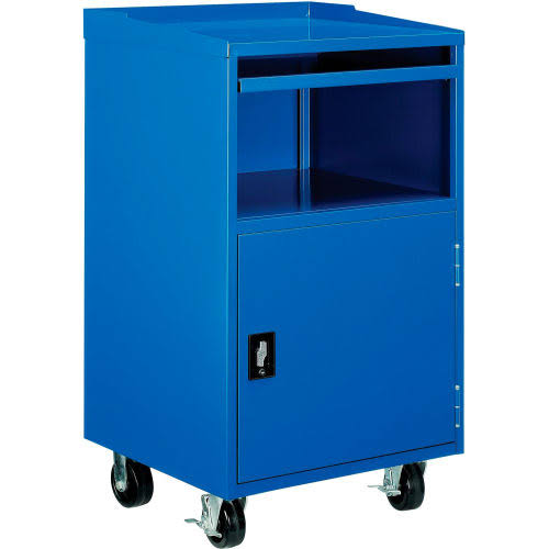 Global Industrial 694561 Mobile Computer Cabinet, Blue, 27 inchw x 24 inchd x 49-1/4 inchh