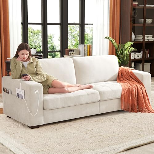 Ihanherry 111.4" U Shaped Modern Cloud Sofa Modular Sectional Couch with 2 Ottoman, 5-Seat Chenille Deep Seat Sofa with Pillow for Living Room