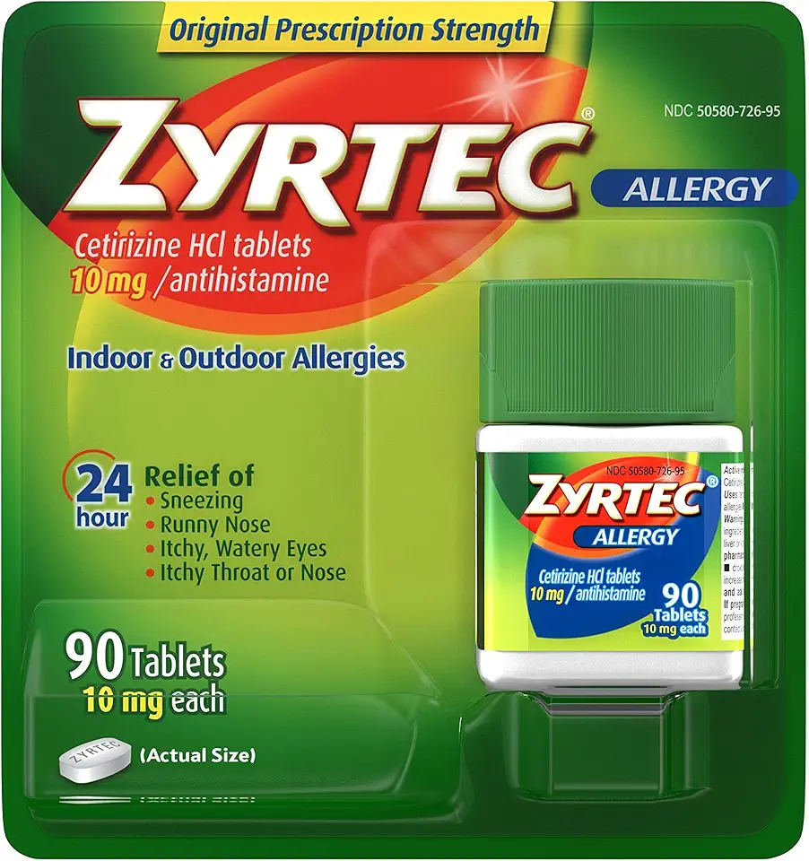 Zyrtec 24 Hour Allergy Relief Tablets - 10mg, 90 ct - Kansas Nuitrition - HNZSDS