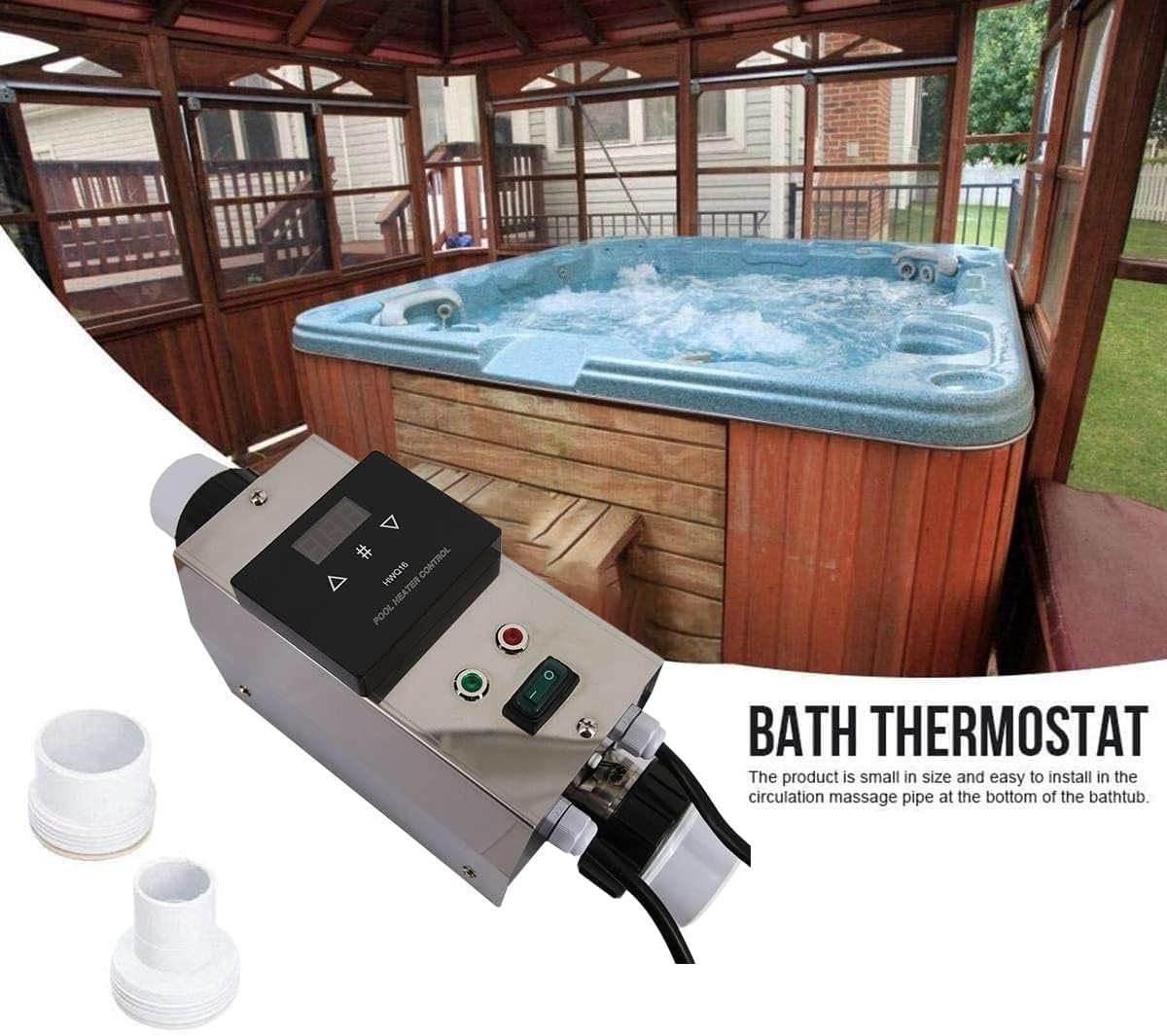 Swimming Pool Heat Pump, Electric Swimming Pool Heater Built-in Circulating Water Pump Control System for Above Ground Pools, up to 2000gallons