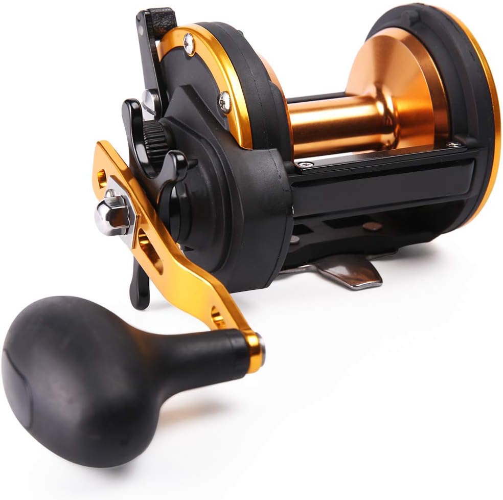 Sougayilang Conventional Reel Trolling Fishing Reel Powerful Drag Fishing Reel for Saltwater Big Game Pack of 2