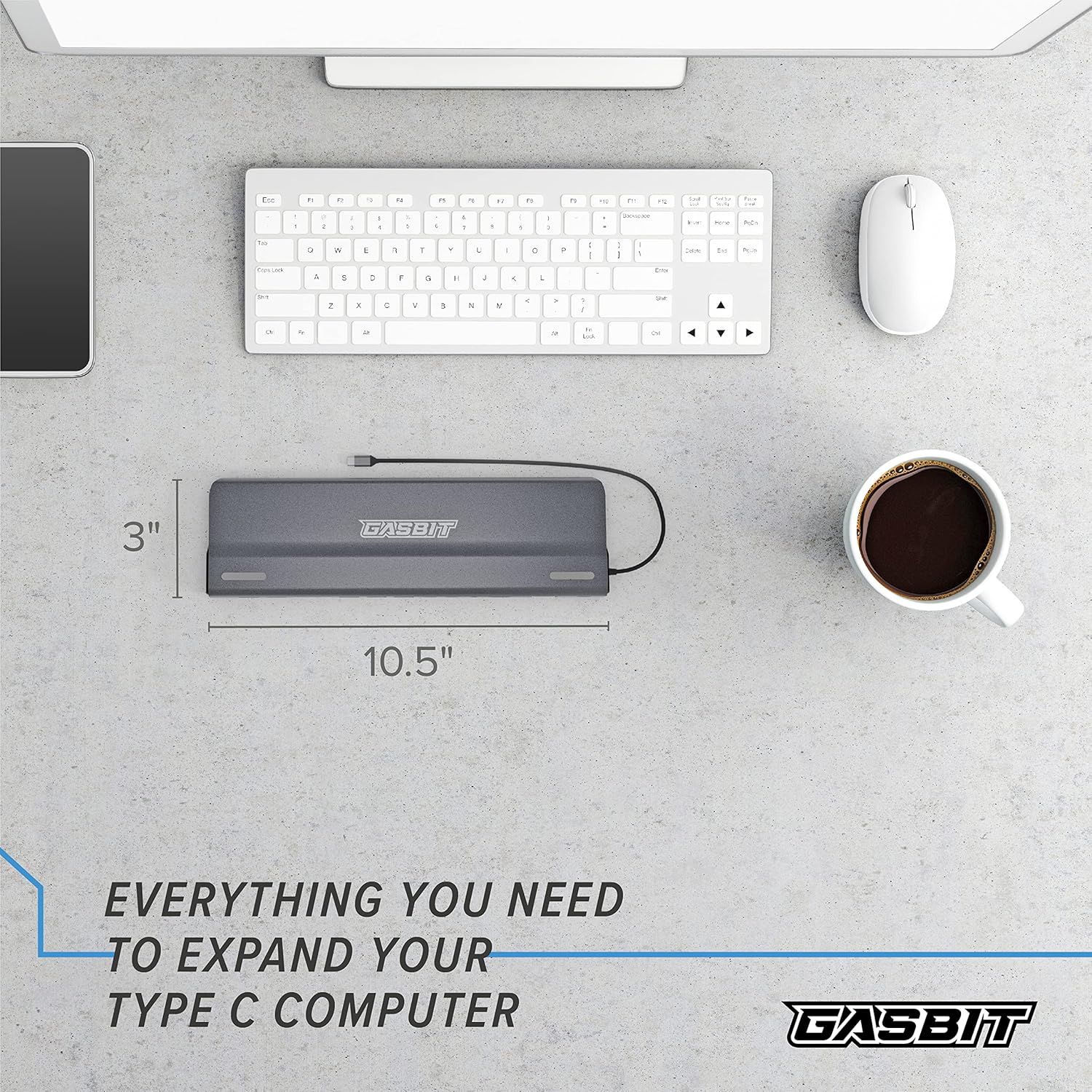 GASBIT 14-in-1 USB C Hub Multiport Adapter - USB C Power Adapter; USB-C Dongle; HDMI; VGA; SD Card Reader; MicroSD Card Reader; Ethernet; 2 USB 2.0