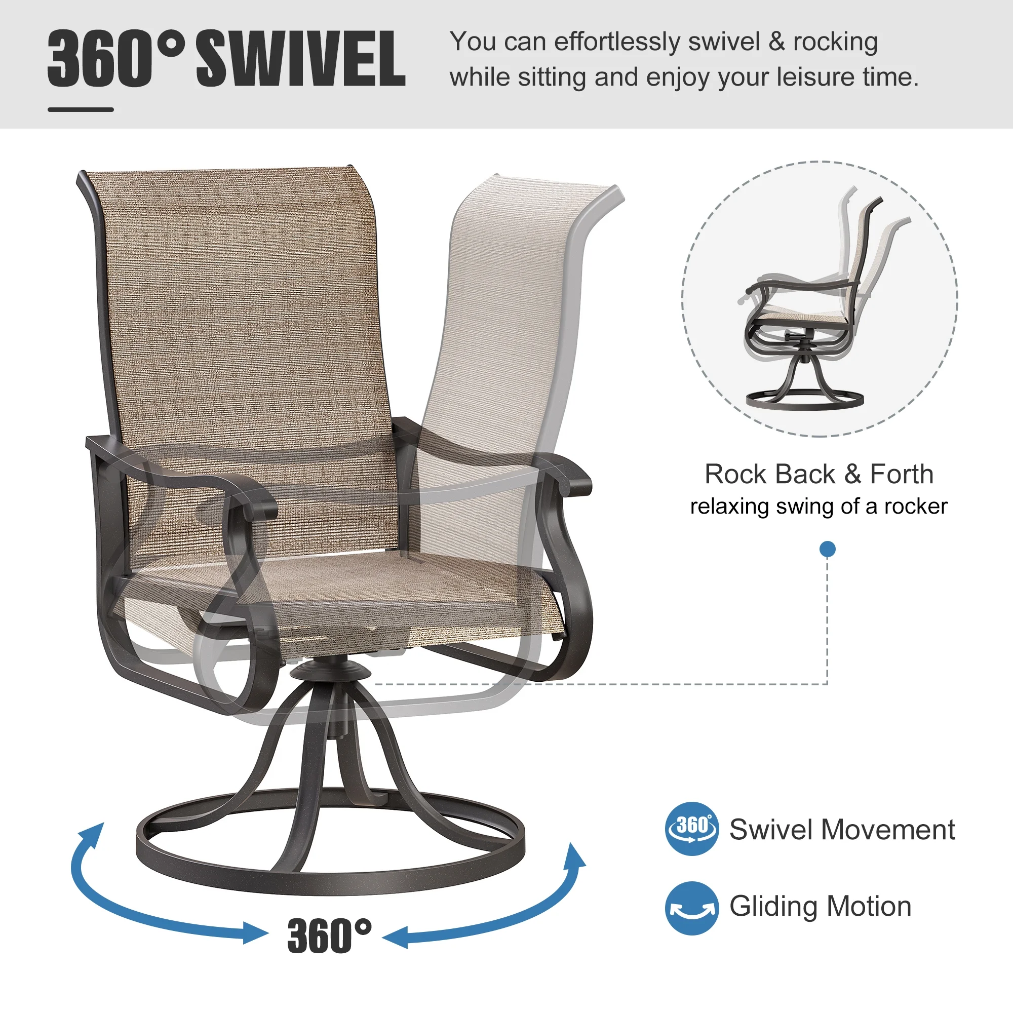 ELPOSUN Patio Swivel Chairs Set of 2