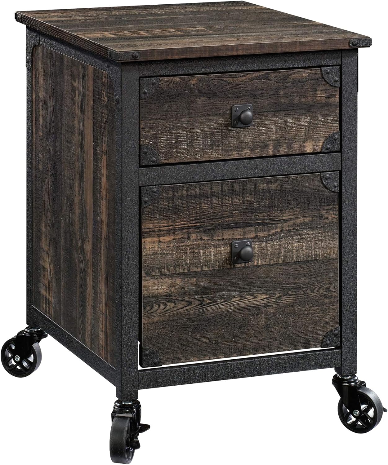 Sauder Steel River File Pedestal, L: 20.87 x W: 23.86 x H: 26.58, Carbon Oak Finish