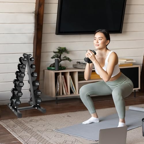 HolaHatha Neoprene Dumbbell Free Hand Weight Set with Rack, Ideal for Home Exercises to Gain Tone and Definition