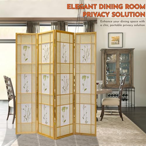 Legacy Decor 3 Panels Room Divider - Portable & Foldable Freestanding Room Privacy Screen - 71” Tall Botanical Floral Dressing Screen