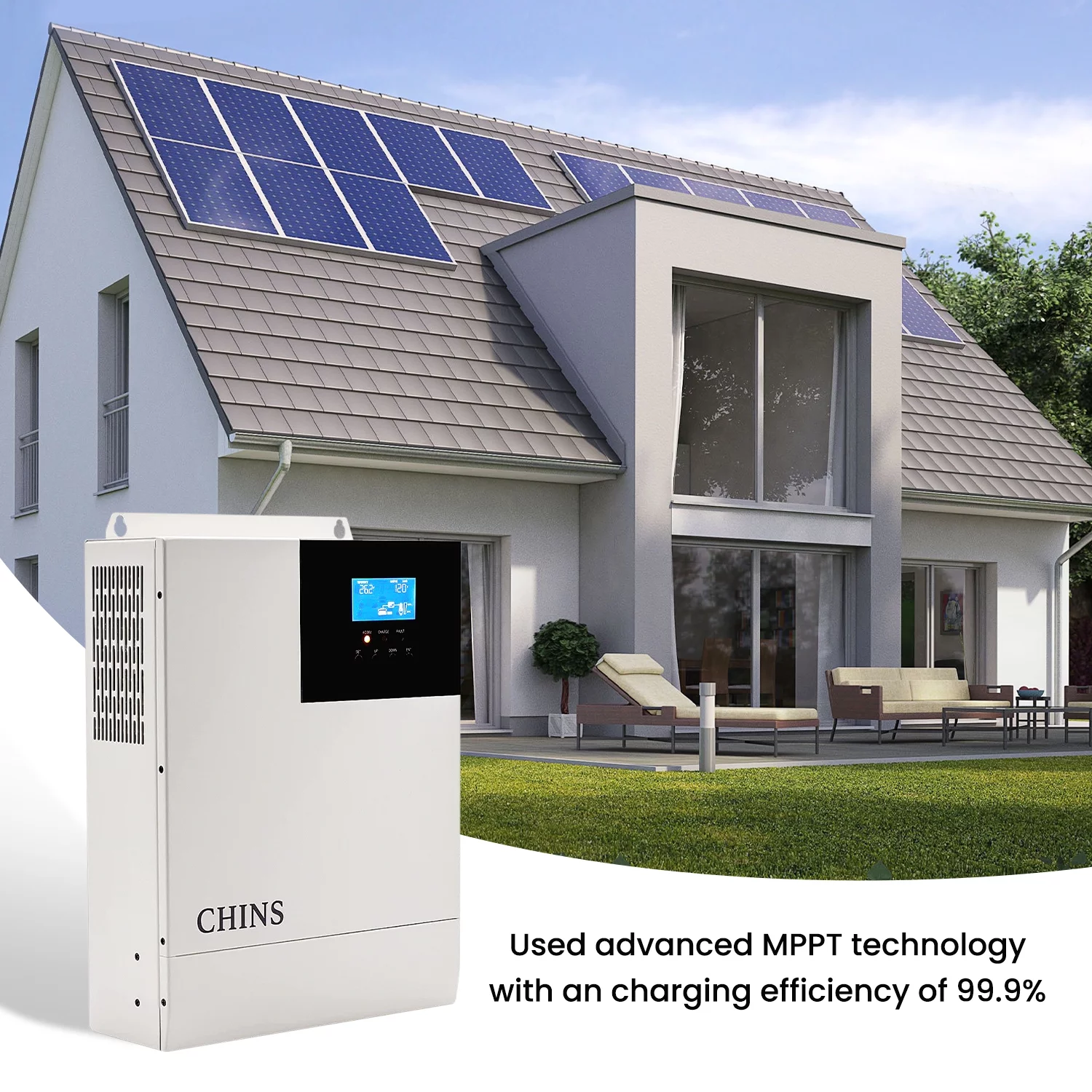 CHINS 24V 3000Watt All-in-One Solar Charger Inverter Suitable for 24V Lead-Acid/Lithium Battery