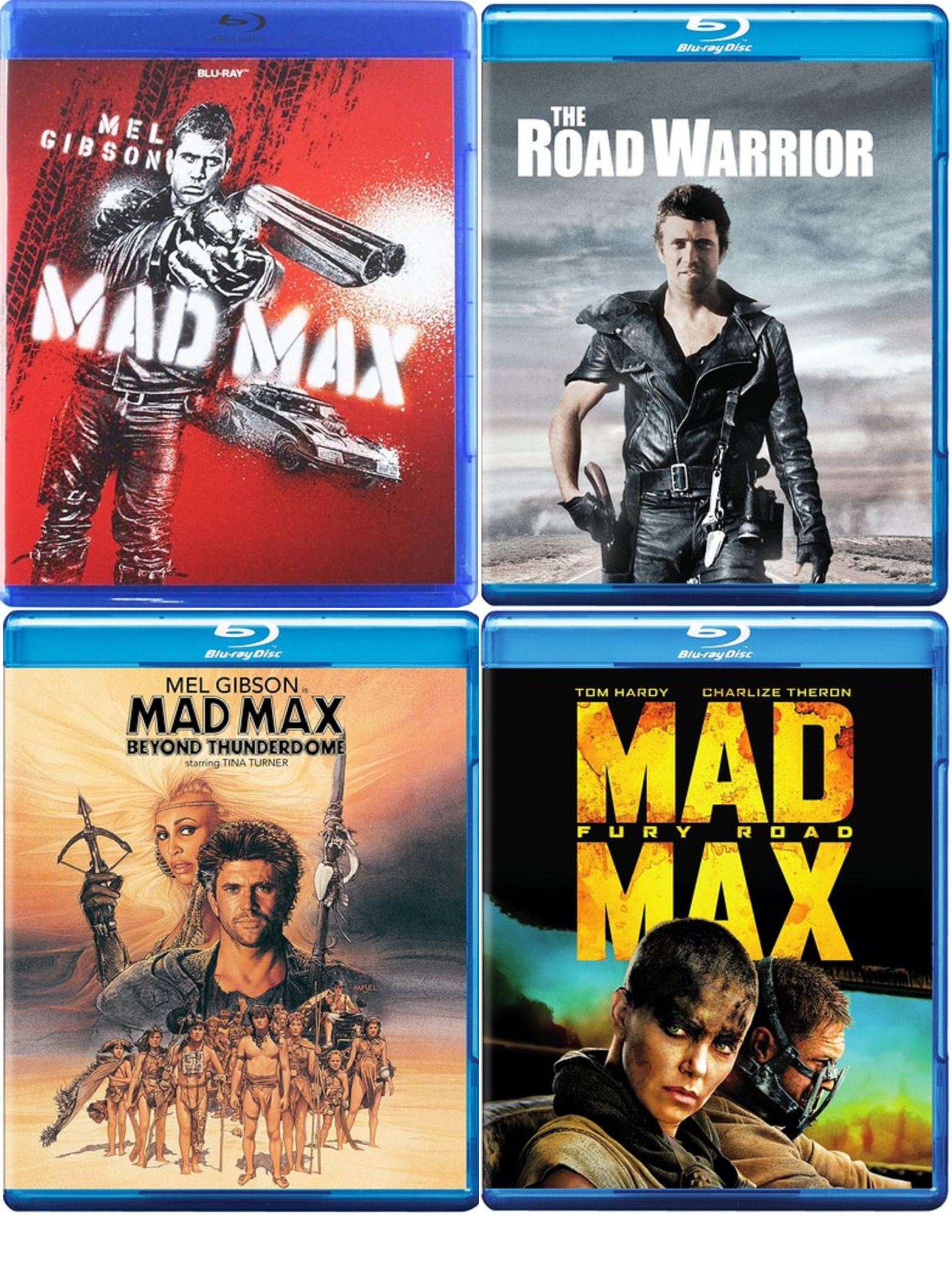 Mad Max, The Road Warrior, Beyond Thunderdome & Fury Road 4 Blu Ray Set Incudes Road Warrior Glossy Print Art Card