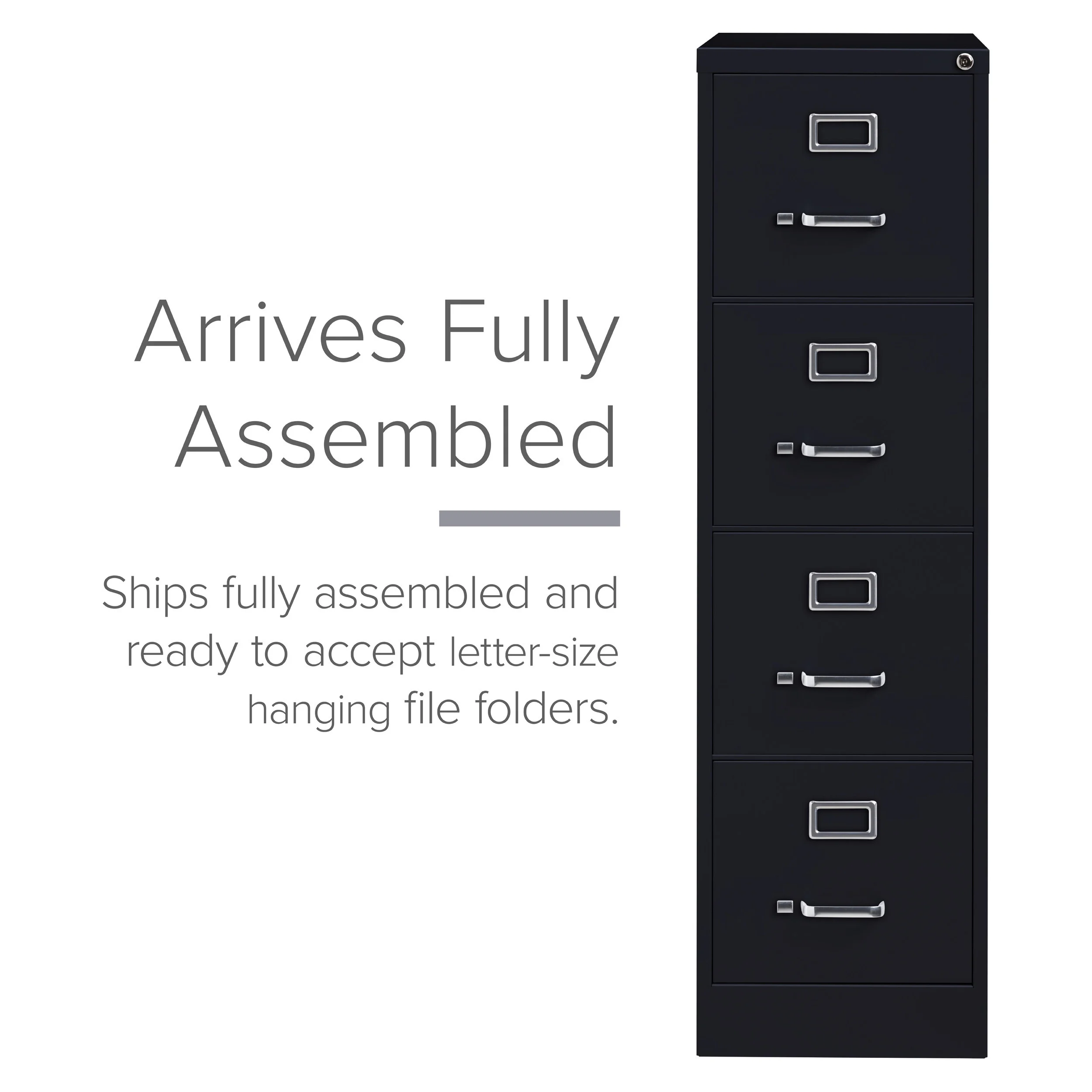 Hirsh 25" Deep 4 Drawer Letter Width Metal Vertical File Cabinet, Commercial Grade, Black