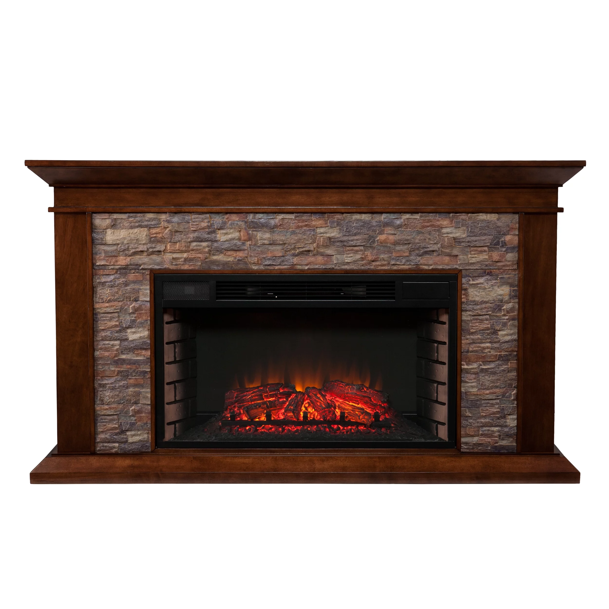 SEI Furniture Canyon Heights Simulated Stone Electric Fireplace 60 x 35.5 Freestanding Indoor Electric Fireplaces