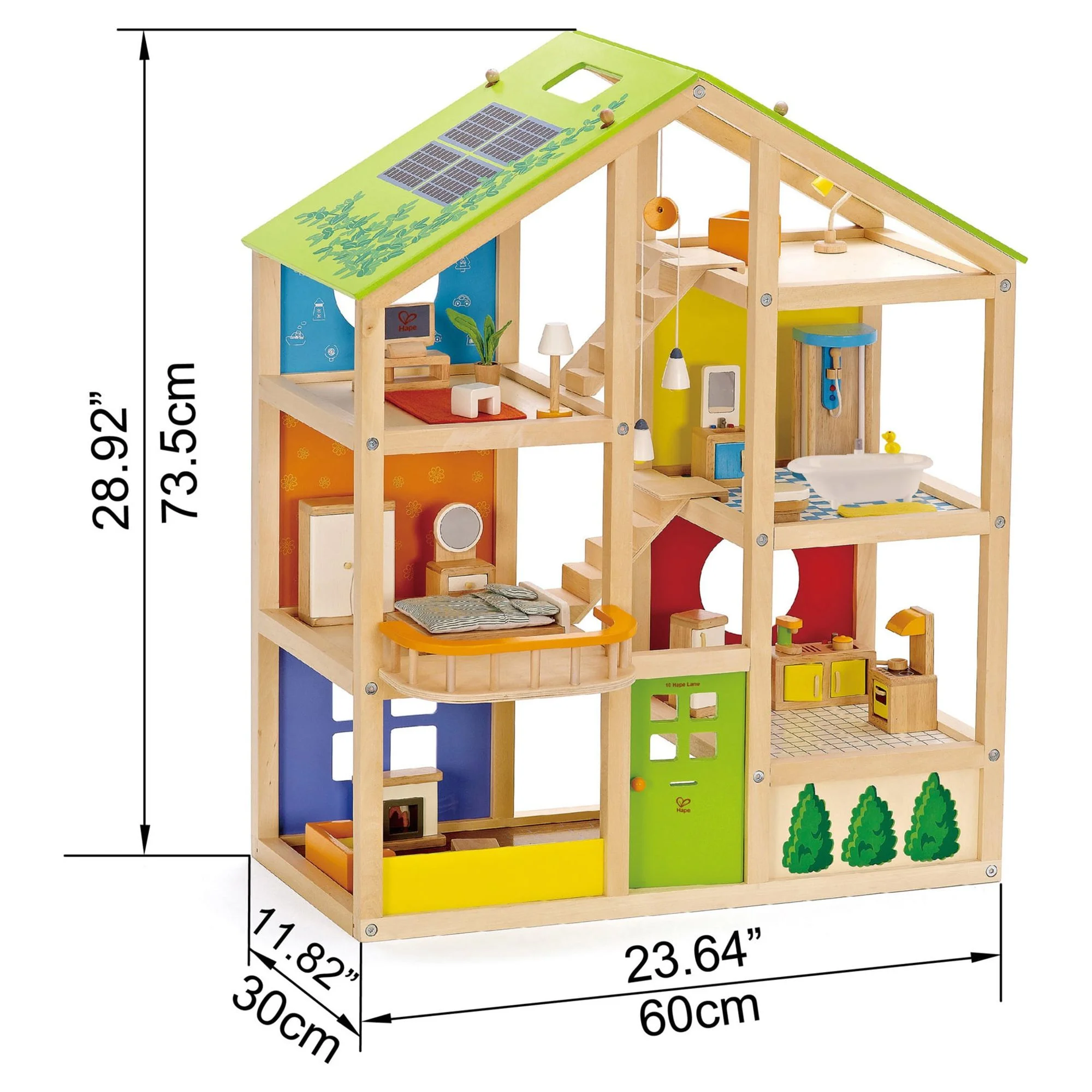Hape All Seasons Wooden Furnished Dollhouse Playset - Radiant Selections
