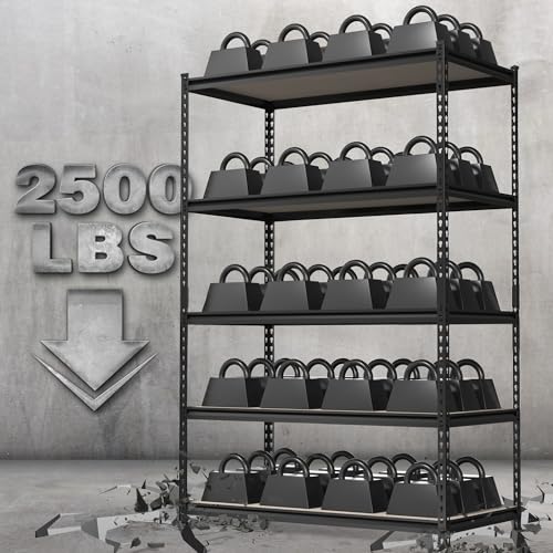 WORKPRO 5-Tier Metal Shelving Unit, 48”W x 24”D x 72”H, Heavy Duty Adjustable Storage Rack, 4000 lbs Load Capacity (Total), for Garage, Basement