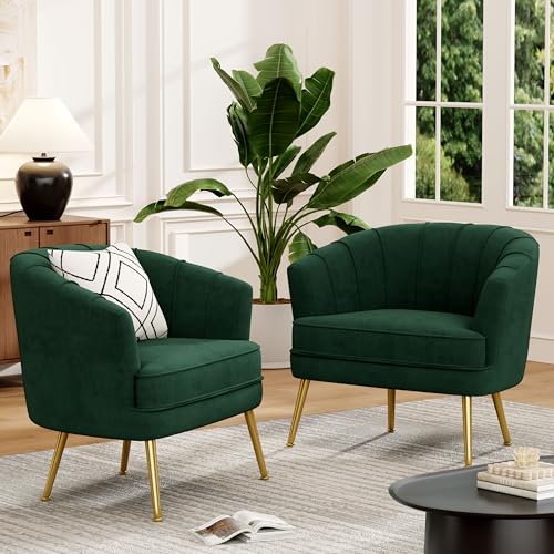 Andeworld Velvet Accent Chair, Upholstered Modern Single Sofa Side Chair