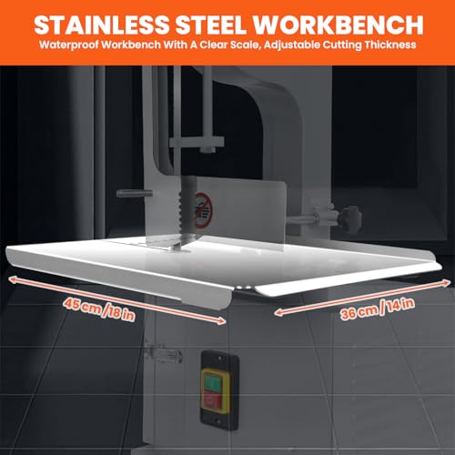 2000W Commercial Bandsaw Machine, 20x16" Stainless Table, 0.04-8" Cutting Thickness, Electric Bone Saw Machine with 8 Blades